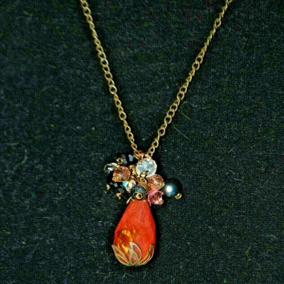 Faceted Cherry Quartz Necklace Crystal Cluster - Picture 8 of 9